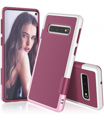 TILL for Galaxy S10 Case, TILL(TM) Ultra Slim 3 Color Hybrid Impact Anti-Slip Shockproof Soft TPU Hard PC Bumper Extra Front Raised Lip Case Cover for Samsung Galaxy S10 G973U 6.1Inch [Wine]