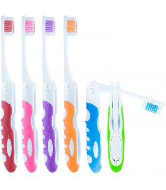 Travel Folding Toothbrush, Camping Toothbrush Bulk, Medium Bristle (6 Pack)