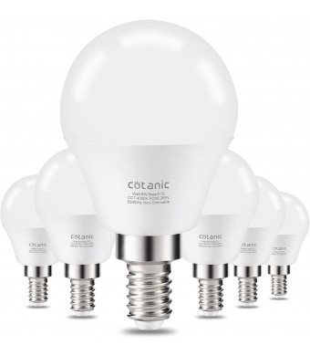 E12 LED Light Bulb,Cotanic 6W LED Candelabra Bulb(60 Watts Equivalent),Daylight White 4000K,Decorative A15 Ceiling Fan Light Bulbs,Non-Dimmable,600LM,80+CRI,Pack of 6