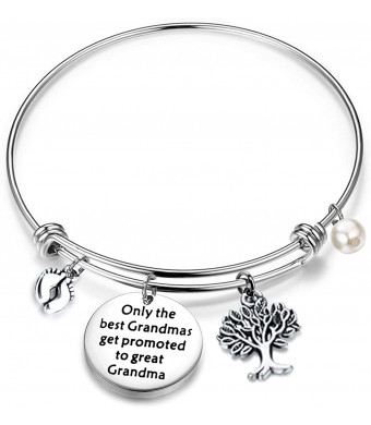 FUSTMW Baby Reveal Gift for Grandma New Grandma Bracelet Only The Best Grandmas Get Promoted to Great Grandma Baby Announcement Gift