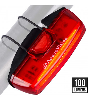 Bike Tail Light USB Rechargeable by Apace - Super Bright 100 Lumens LED Bicycle Rear Light Easily Clips on as a Red Taillight for Optimum Cycling Safety