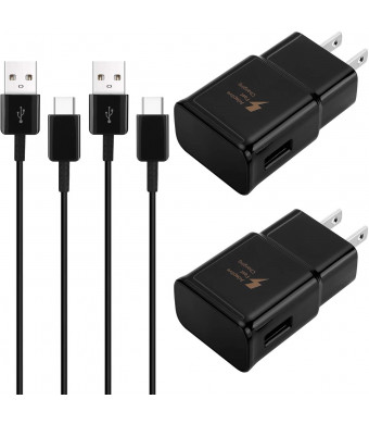 Adaptive Fast Wall Charger Adapter Compatible Samsung Galaxy S10 S9 S8 /Edge/Plus/Active,Note 9,Note 8,c9pro,LG G5 G6 G7 V20 V30 ThinQ Plus EP-TA with USB Type C to A Cable Cord