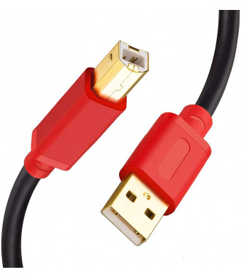 Printer Cable 7M/23Ft,Tan QY USB 2.0 High Speed Gold-Plated Connectors Printer Scanner Cable Cord A Male to B Male for HP, Canon, Lexmark, Dell, Xerox, Samsung etc (23Ft, Red)