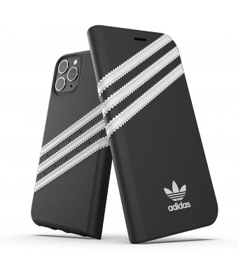 adidas Originals Compatible with iPhone 11 Pro Case, Protective Folio PU Booklet Mobile Phone Case  Black/White