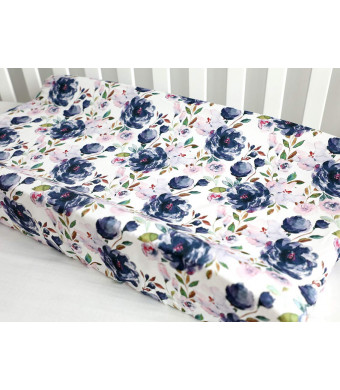 Baby Boy Crib Bedding Changing Pad Cover Changing Table Pads (Purple Watercolor Floral)
