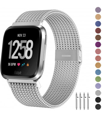 Fitlink Metal Bands Compatible for Fitbit Versa/Versa Lite Edition/Versa 2 Smart Watch for Women and Men,Small and Large, Multi-Color