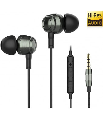 In Ear Earbuds with Microphone, Two Drivers Hybrid(1 Balanced Armature + 1 Dynamic) Earphones, Wired Earbuds with Microphone Noise Isolating Headphones Bass Sound Balanced for Iphone/Android/PC/Tablet