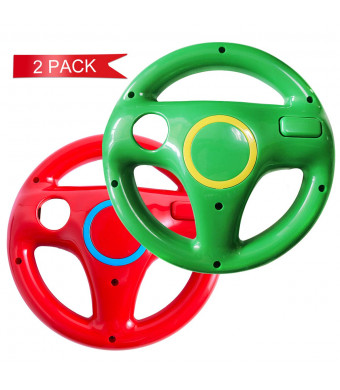 DOYO 2 pack Red and Green Wii Steering Wheel without Remote Control,Wii U Racing Wheel for Tanks and Other Driving Games