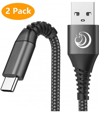 USB C Cable,USB Type C Cable2 Pack 6FT Fast Charger Cord Nylon USB C Charging Cable for Samsung Galaxy S10/S9/S8/S20/A40/A50/A70/A20/A10e,Note 10/9/8,LG Stylo 4/5,LG V30/V20/V40/G6/G5,Moto Z/Z2/Z3.