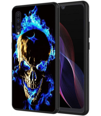 Galaxy A10E Case,Vobber Slim Anti-Scratch Architecture TPU Shockproof Protective Case Cover for Samsung Galaxy A10E,Blue Fire Skull