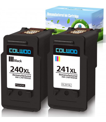 CLOWOD Remanufactured Ink Cartridge Replacement for Canon PG-240XL PG-241XL Used in Canon Pixma MG2120 MG3122 MG3220 MG3522 MX372 MX439 MX472 TS5120 Printers(1BK+1Tri-Color)