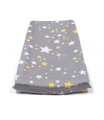 Changing Pad Cover, Stretchy Changing Table Pad Cover,100% Jersey Cotton Unisex Cradle Sheets for Baby Girl and Baby Boy, Star Pattern (grey1)