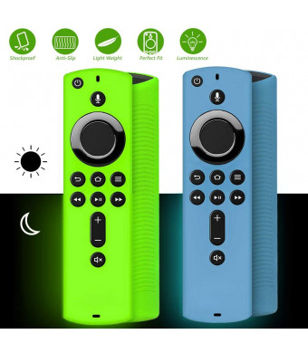 [2 Pack ] Firestick Remote Cover Glow, Silicone Fire Remote Cover Compatible with 4K Firestick TV Stick, Firetv Remote Cover, Lightweight Anti Slip Shockproof Firetv Remote Cover