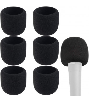 Microphone Covers Foam - Black Sponge Foam Microphone Windscreen Cover, for most Microphone, 6pcs