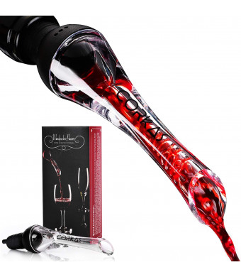 Wine Aerator by Corkas, 2020 Premium Wine Pourer Decanter Spout for Aerating Wine Instantly Perfect Gift for Wine Lovers