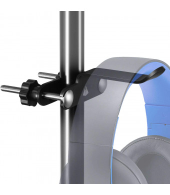 TXEsign 10-50mm Vertical Pillar Pole Metal Headphone Hanger Stand Holder Hook with Adjustable Clamp for Universal Headset Gadgets (Black)