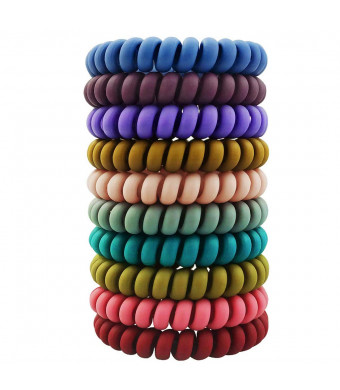 10 Pcs Spiral Hair Ties, Coil Hair Ties, Phone Cord Hair Ties, Hair Coils Phone Cord Hair Rings Ponytail Holder Coil for Any Kinds of Hair