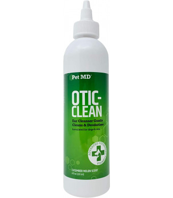 Pet MD Otic Clean Dog Ear Cleaner for Cats and Dogs - Effective Against Infections Caused by Mites, Yeast, Itching and Controls Odor - 8 oz (Cucumber Melon)