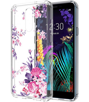 LG Aristo 4 Plus case,LG Neon Plus/Prime2/Tribute Royal/Escape Plus/Arena 2/Journey LTE case,PUSHIMEI Crystal Transparent Clear With Floral Flower Phone Case Cover for LG Aristo 4+ plus(Peony flower)