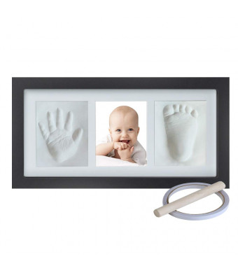 Baby Handprint Footprint Keepsake Kit, Wall Mount and Desktop Mount Decor Shower Picture Frames Gift for Newborns - Roller, Mounting Hardware and Instructions - Black