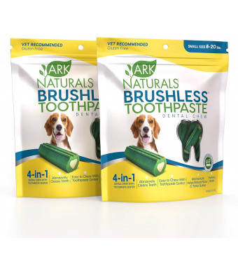 ARK NATURALS Brushless Toothpaste, Dog Dental Chews for Small Breeds, Vet Recommended for Plaque, Bacteria and Tartar Control, 2 Pack