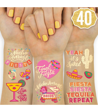 xo, Fetti Final Fiesta Bachelorette Tattoos - 40 styles | Bach Party Decorations, Nacho Average Bride