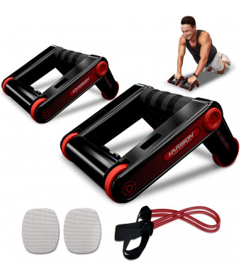 HARISON AB Roller Wheel Push up Bars Core Strength Abdominal Trainers with Knee Pad and Resistance Bands, AB Home Gym Fitness Equipment for Home Office Workout