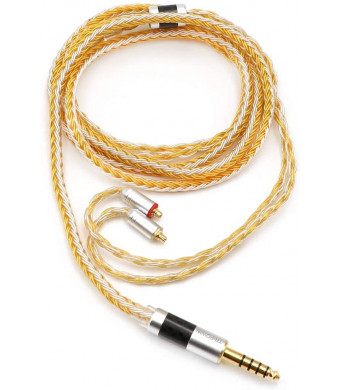 Linsoul Tripowin Zonie 16 Core Silver Plated Cable SPC Earphone Cable for TIN Audio T2 T3 UE900s SE215 SE425 BGVP Earphones (MMCX-4.4mm, Gold)