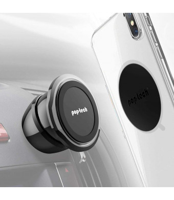 Universal Magnetic Phone Mount, Pop-Tech Stick-On Dashboard Magnetic Car Mount All-Metal Car Dash Cell Phone Mount Holder with Super Sticky 3M Adhesive for iPhone X XS 11 Pro Samsung S20 S10 Plus Etc