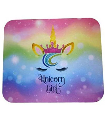 Cute Rainbow Unicorn Princess with Crown Face Pink Blue Yellow Purple Colors Decorative Desktop Office Silicone Mouse Pad