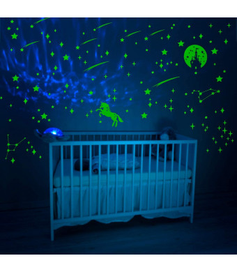 IMIKEYA 289 PCS Glow in The Dark Stars Stickers and Moon Castle Unicorn Glowing Stars for Ceiling and Wall Decals, Perfect for Kids Bedding Room Living Room or Party Birthday Gift
