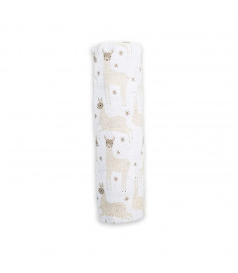 lulujo Baby 100% Cotton Muslin Swaddle Blanket, 47 x 47-Inches, Modern Llama (LJ464)
