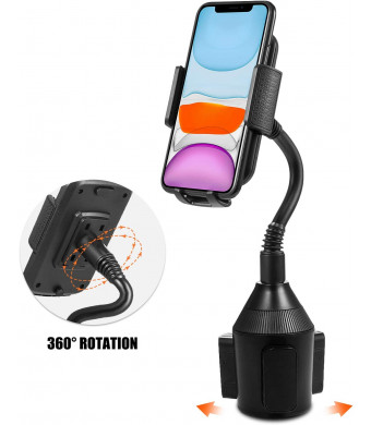 suily Car Phone Mount Cup Holder Long Neck Adjustable Cell Phone Cradle for iPhone 11 Pro max Xs Max Xr X 8 Plus Samsung Note 10+ 9 8 5 Galaxy A50 A6 S10 S10+ S9 Plus S8+ Active J7 V J3 V