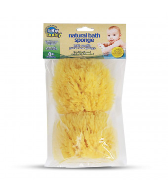 Baby Buddy Natural Baby Bath Sponge 4 Soft Grass Sea Sponge Soft on Baby's Tender Skin, Biodegradable, Hypoallergenic, Absorbent Natural Sea Sponge, 2 Pack, Yellow