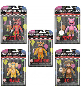 FNAF Toys Five Nights at Freddy's Toys Action Figures Glow in The Dark Pizzaria Simulator (Set of 5)