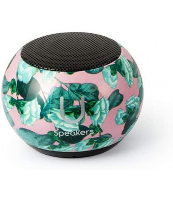 Fashionit U Mini Speaker - Portable Wireless Bluetooth 4.2 with Built-in Mic and Remote Shutter (Flowers) - 4-Hour Playtime, Rechargeable, Aluminum Shell - Perfect for Apple iPhone iOS Android