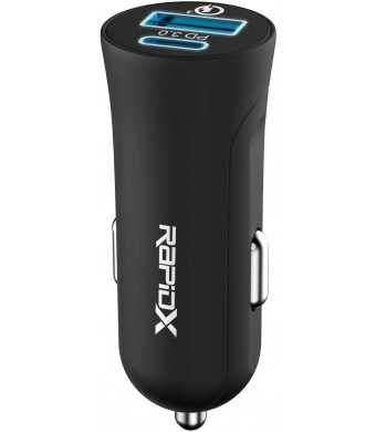 X2PD Compact and Fast Dual Car Charger with 30W USB-C PD - Black