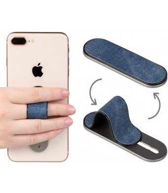 AOLIY Finger Strap for Smartphone, Universal Cell Phone Grip Stand | Phone Holder for Back of iPhone Samsung HTC Android iPad Mini (Denim Blue)