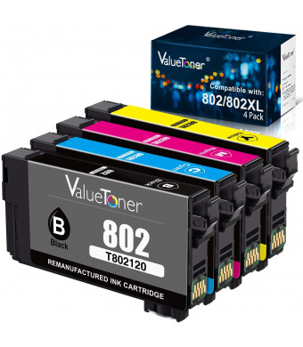 Valuetoner Remanufactured Ink Cartridge Replacement for Epson 802XL 802 T802XL to use with Workforce Pro WF-4720 WF-4730 WF-4734 WF-4740 EC-4020 EC-4030 EC-4040 Printer (4 Pack)