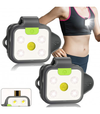 Running Light, 2Pack Reflective Safety Light for Runners, USB Rechargeable LED Light, Clip On Running Lights with Runners and Joggers for Camping, Hiking, Running, Jogging, Outdoor Adventure