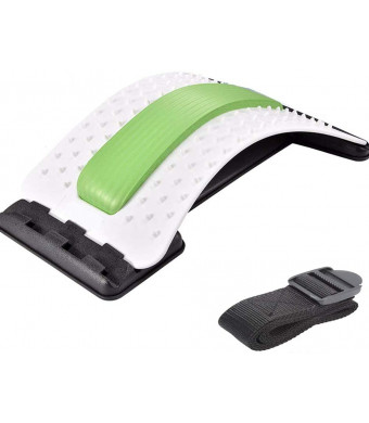 Emoly Back Stretcher - Lower and Upper Back Pain Relief, Lumbar Stretching DevicePosture Corrector - Back Support for Office Chair | Upper Back Stretcher Support and Pain Relief (White/Green)