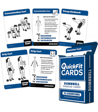 QuickFit Dumbbell Exercise Cards - Fitness Playing Cards with Over 50 Dumbbell Workouts - 2.5" x 3.5" (Standard Playing Card Size)