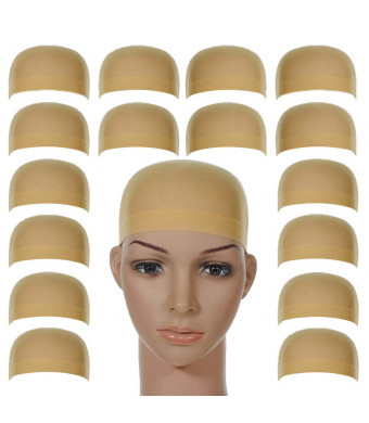 30 Pcs Stocking Caps for Wigs, Stretchy Nylon Wig Caps Beige Wig Caps For Women