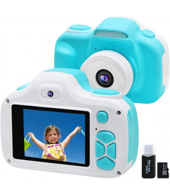 Kids Camera for Boys Gifts with 16GB TF Card, Selfie Video Digital Cameras with Flash for Children 3-12 Years Old, Shockproof Mini Learning Toy Cameras for Boys Girls Birthday Travel Gifts (Blue)