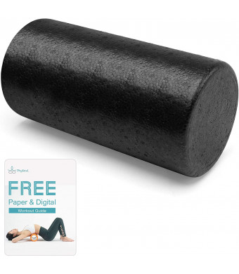 PHYLLEXI High-Density Foam Roller - Physical Therapy and Exercise, Round Fitness Back Roller for Muscles Deep Tissue Massage, Workout Guide Included