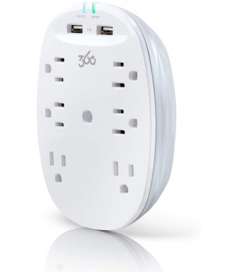 360 Electrical 360303 Studio 2.4 Surge Protector Wall Tap, 6 Outlets, 2.4A / 12W USB Charging