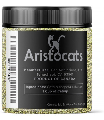 Aristocats Catnip Premium Blend Safe for Cats, Infused with Maximum Potency Your Kitty is Sure to Go Crazy for (1 Cup)
