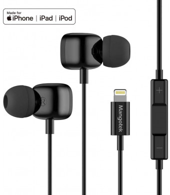 Mangotek Lightning Headphones for iPhone 11, MFI Earphones for iPhone Wired Earbuds with Mic Compatible with iPhone 11 Pro/Pro Max iPhone X/XS/XS Max/XR iPhone 8/8 Plus iPhone 7/7 Plus Black