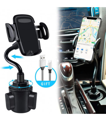 bokilino Car Cup Holder Phone Mount, Universal Adjustable Gooseneck Cup Holder Cradle Car Mount for Cell Phone iPhone 11 Pro/11 Pro Max/11/X/Xs/Xs Max/8/8Plus,Samsung,Huawei,LG, Sony, Nokia (Black)