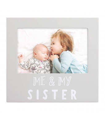Pearhead Me and My Sister Sentiment Photo Frame, Big Sister or Brother Gift, Sibilng Pictures, Gray